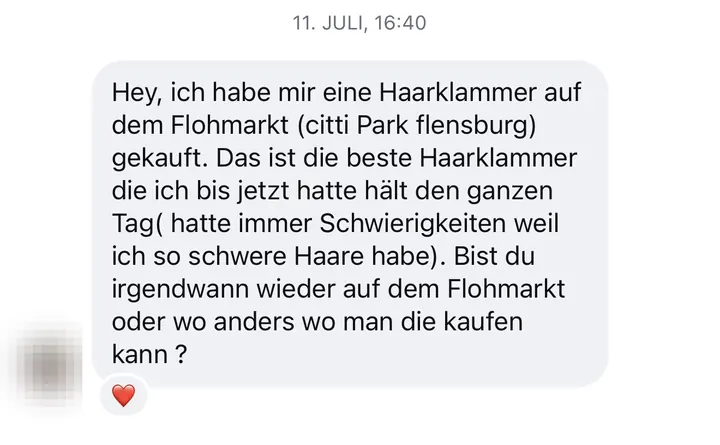 Nachricht einer Kundin via Instagram