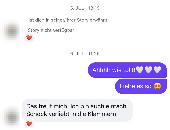 Nachricht einer Kundin via Instagram