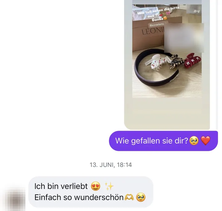 Nachricht einer Kundin via Instagram