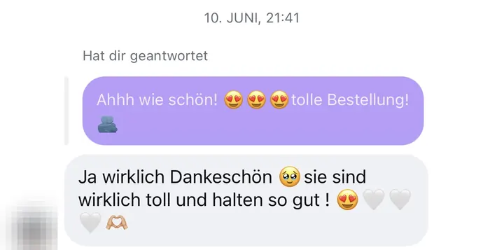 Nachricht einer Kundin via Instagram