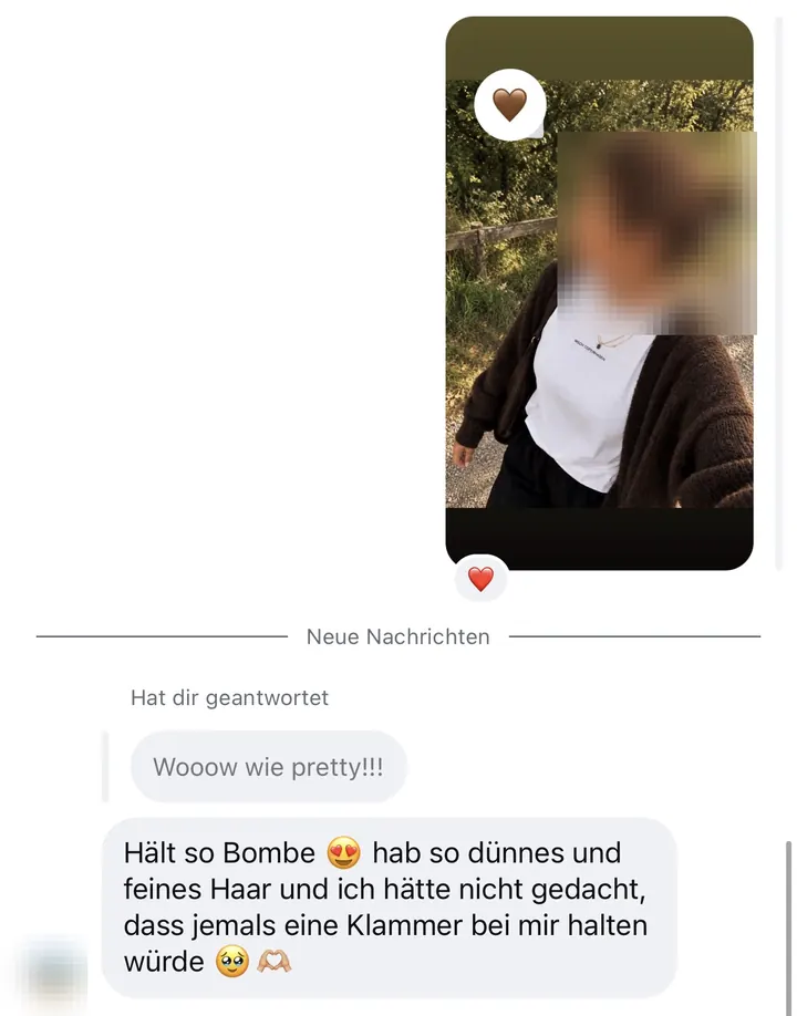 Nachricht einer Kundin via Instagram