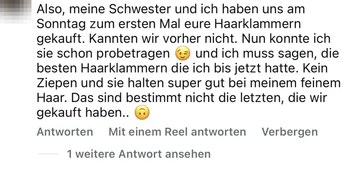 Nachricht einer Kundin via Instagram