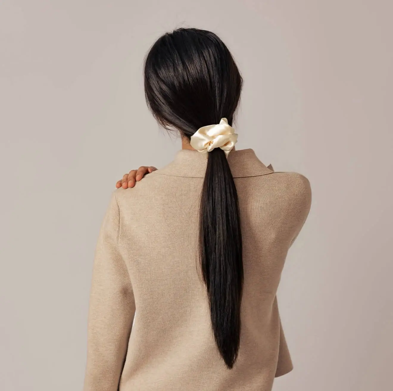 Seidenscrunchie Fluffig - Champagner